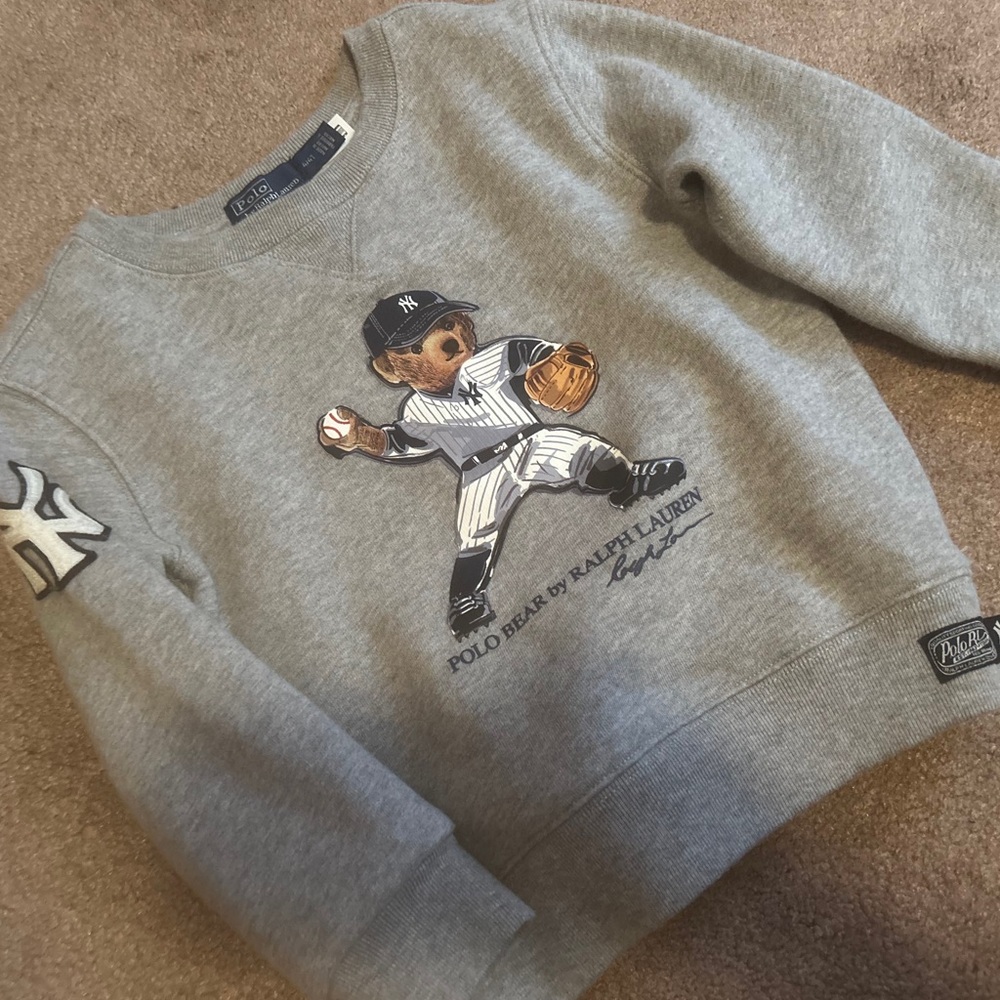 Ralph Lauren Polo NY Yankee Bear Pitching Sweatshirt 4T LIMITED EDITION